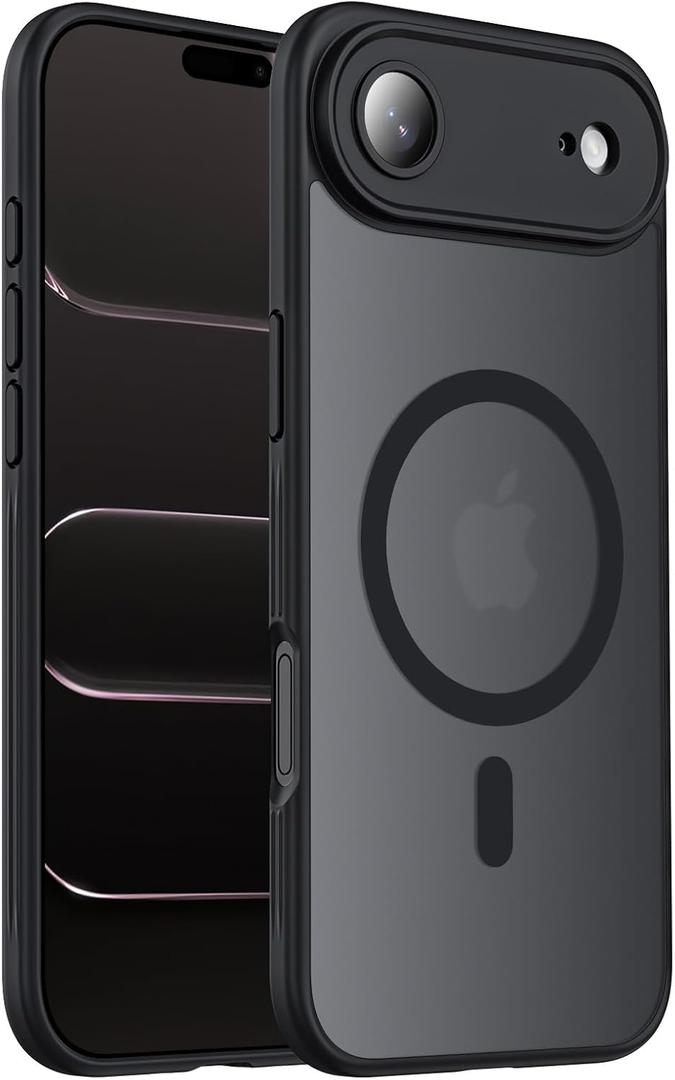 Designed for iPhone Air Case, Compatible with MagSafe, [Camera Protection] [15FT Military Drop Protection] Shockproof Translucent Matte Anti-Slip Thin Slim Phone Case, 6.5", Black
