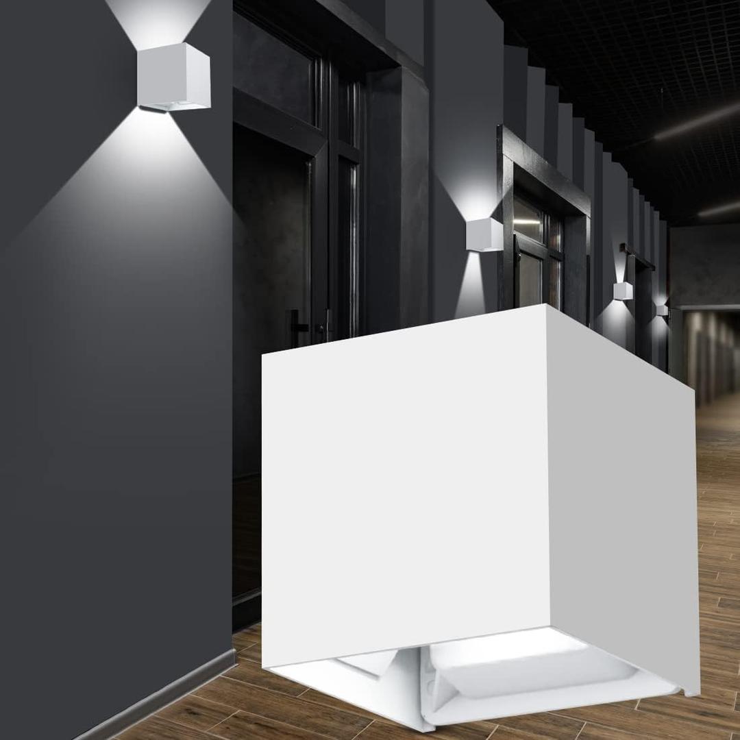 ledmo LED Up and Down Outdoor Wall Sconces White 6000K 20W High Power Aluminum Anti-Rust Exterior Light Fixture IP65 Waterproof Adjustable Light Beam 1800LM for House Home Patio Garage 1 Pack