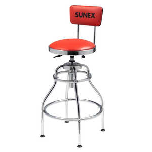 HYDRAULIC HEIGHT ADJUSTABLE SHOP STOOL WITH BACK (29" - 34" - RED/BLACK)