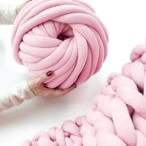 Arm Knitting Yarn for Chunky Yarn Giant Tubular Crochet Making Blanket DIY,Hand Knitting Braided Knot Throw Washable Tube Bulky for Weave Craft Crochet (Pink, 0.55lb)