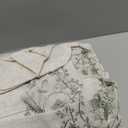 jinchan Small Window Curtains 54 Inch Length Linen Cafe Curtains for Kitchen Bathroom Bordered Floral Embroidered Short Drapes Rustic Farmhouse Light Filtering Curtain Set 2 Panels Green on Beige