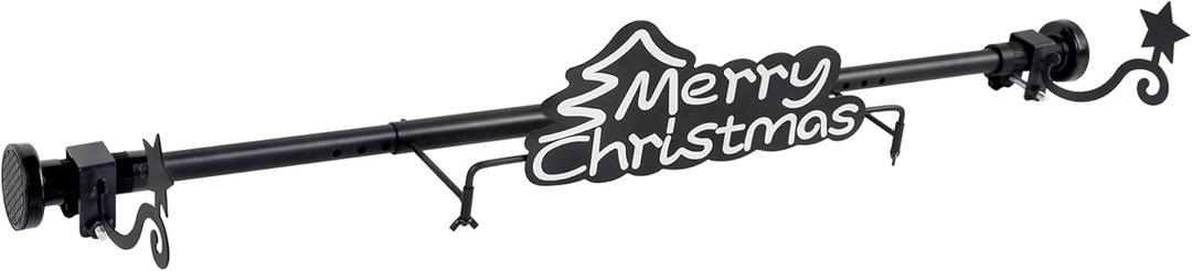 Christmas Garland Hanger for Front Door Adjustable 34-48 Inch, Over The Door No Drill Garland Holder with Heavy Duty 22lb Capacity, Includes Merry Christmas Sign for Outdoor Holiday Decor