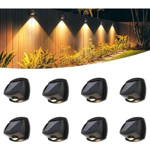 SOLPEX Solar Lights Outdoor Waterproof IP65, Solar Stair Lights Outdoor for Fence, Deck, Step, Dual Color LED 3 Lighting Modes House Wall Light for Porch, Backyard, Fence, Garden Decor-8 Pack