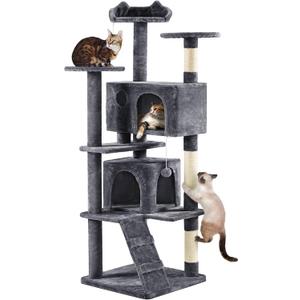 Yaheetech 70in Multi-Level Cat Tree Tall Cat Tower Cat Furniture with Condo, Scratching Posts & Dangling Ball for Indoor Cats Activity Center, Dark Gray