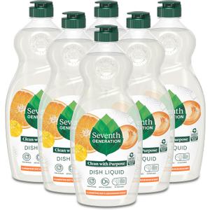 Seventh Generation Dish Liquid Soap Clementine Zest Lemongrass Pack of 6 Dishwashing Soap Liquid Soap 19 oz