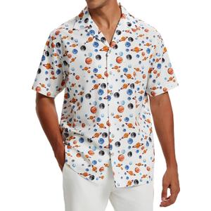 Vytroon Men's Hawaiian Shirts Wrinkle Free Short Sleeve Button Down Tropical Beach Vacation Shirt (L)
