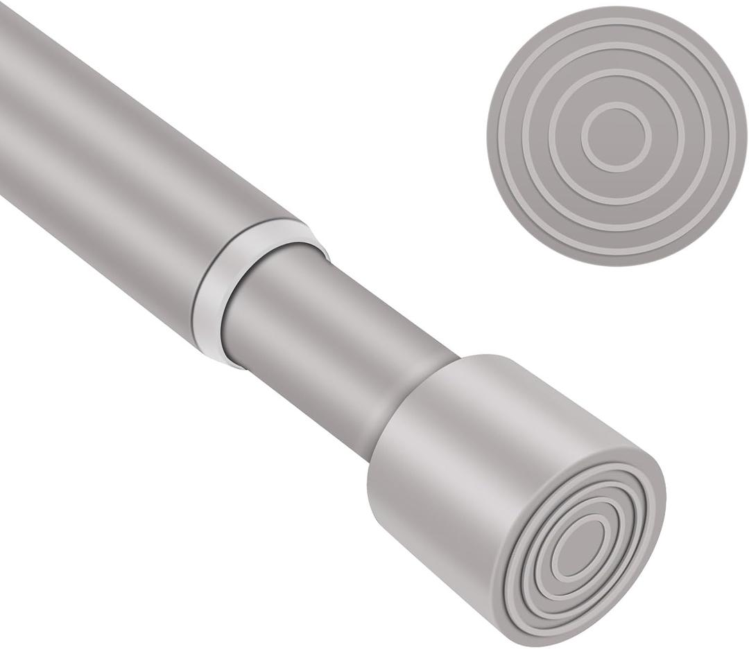 Shower Curtain Rod, No Drill Spring Tension Curtain Rods for Windows, Bathroom, Closet, Non-Slip, Anti-Rust, 0.63" Diameter (16"-54" 1pcs, Silver grey)