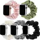 5 Pack Scrunchie Band Compatible with Apple Watch Bands 38mm 40mm 41mm Women, Scrunchy Bracelet Strap for iWatch, Small