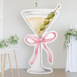 Colingmill 4ft a Tini Bit Older Birthday Decorations Pink Martini Party Backdrop Birthday Party Cardboard Cutouts Decor for Women Bar Wedding Bridal Shower Supplies, 47.24 X 27.56 Inches