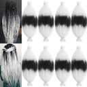Marley Twist Braiding Hair 8 Packs Springy Afro Twist Hair 16 inch Pre-Separated Braiding Hair for Distressed Faux Locs Spring Twist Hair Extensions for Women (Black and white, 16 Inch (Pack of 8))