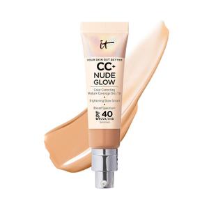 IT Cosmetics CC+ Nude Glow - Medium Coverage Foundation with SPF 40 & Brightening Glow Serum, Lightweight Skin Tint, 2% Niacinamide + Hyaluronic Acid, Up to 24H Hydration, Normal/Dry Skin - 1.08 fl oz