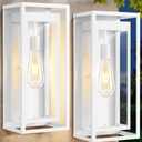 Large Outdoor Wall Sconce 2 Pack, 19" White Outdoor Light Fixture, Exterior Lighting Fixtures Anti-Rust Porch Lights with Clear Glass for Front Door, Garage