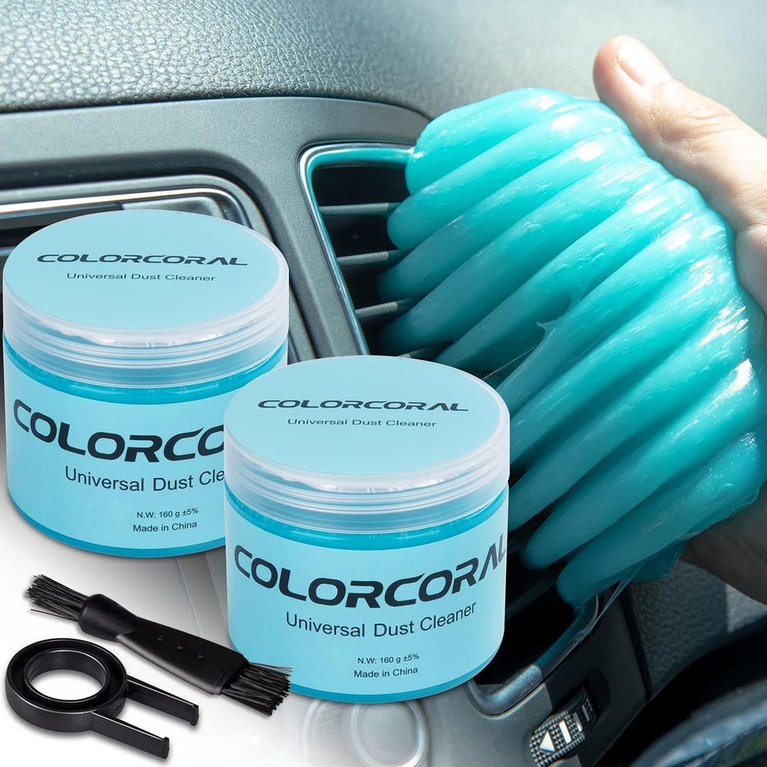 2 x ColorCoral 2Pack Car Cleaning Gel Universal Dust Cleaner for Car Vent Keyboard Cleaning Detailing Slime Putty Cleaning Kit Car Accessories, Gifts for Adults Men Women Kids Teens