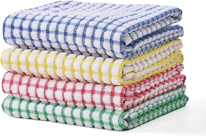 Egles 4 Packs Kitchen Dishcloths 15x27 Inches 100% Cotton Kitchen Dish Cloths for Washing Dishes Scrubbing Wash Cloths Dish Towels Sets (Mix Color)