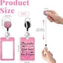 2 x Cute Badge Holder with Retractable Reel, Vertical Id Badge Case for Work, Office, Nurse, Teacher, Women, Student Gifts, Heavy Duty Card Protector with Carabiner Clip-Pink