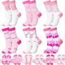 Newcotte 6 Pairs Pink Graduation Socks 2026 Senior Pink Bow Graduation Gifts Class of 2026 Socks Cheer Senior Night Gift for Girls Cheer Team Coaches Training Daily Wear Coquette Grad Party Supplies (Pink)