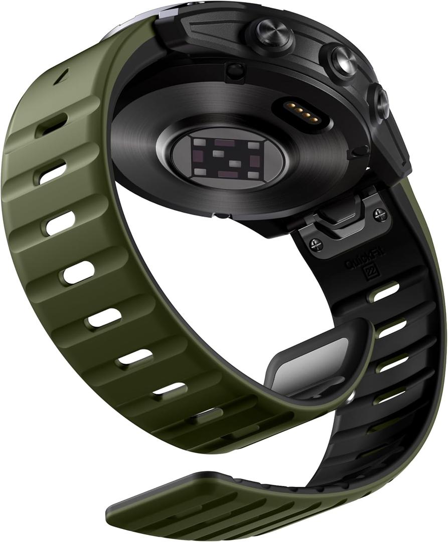 Bandletic Compatible with Garmin Instinct Watch Bands - Magnetic Silicone Rugged Sport Strap Quick Fit 22mm Watch Band for Fenix E/8/7/6/5/Forerunner 965/955/945/935/745/Epix 2/Approach S70/S62/S60 (Army Green/Black)
