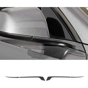 BETTERHUMZ Car Rear View Mirror Decor Strips Compatible with Tesla Model Y Juniper 2017-2025 2026,Carbon Fiber Sticker Car Exterior Accessories (Black)