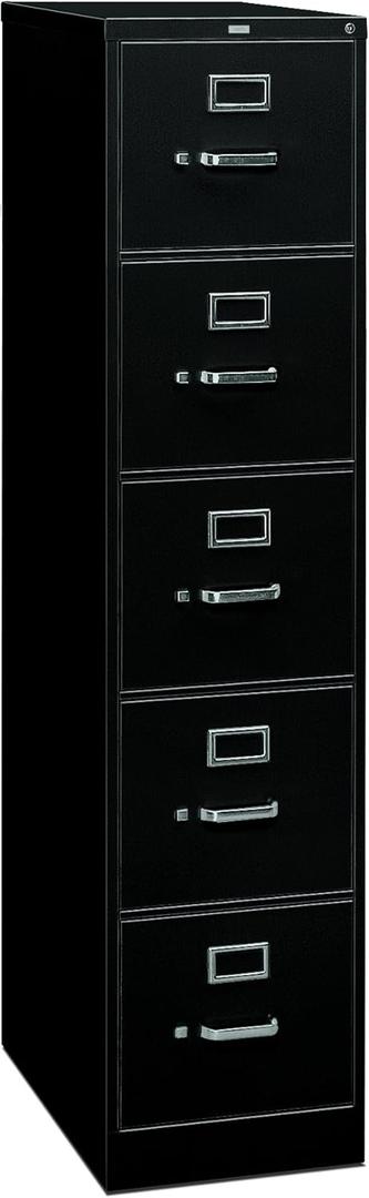 HON 315CPP 310 Series 18 1/4" x 26 1/2" x 60" Black Five-Drawer Full-Suspension File Cabinet - Legal HON 315CPP 310 Series 18 1/4" x 26 1/2" x 60" Black Five-Drawer Full-Suspension File Cabinet - Legal