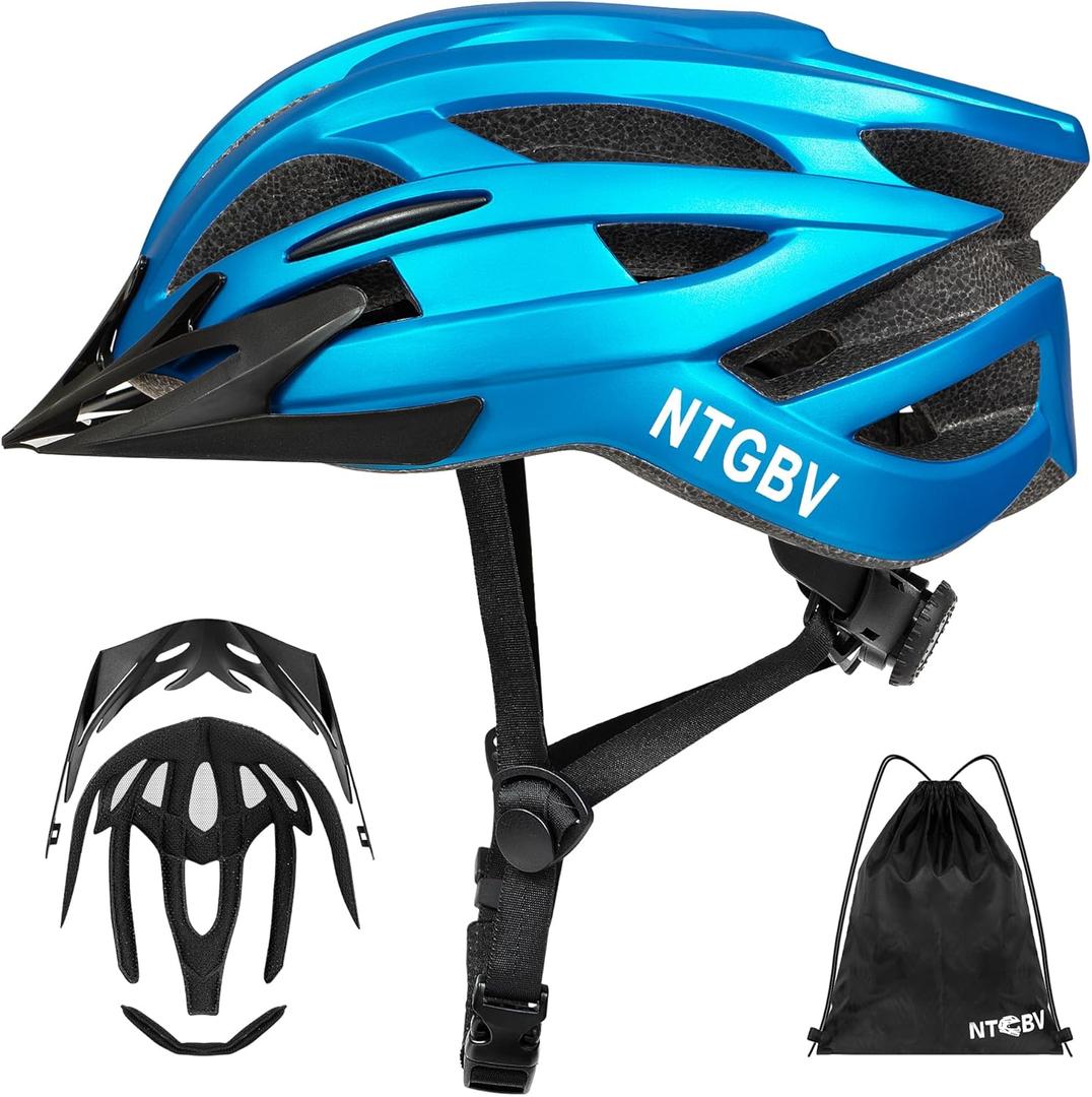 Adult Bike Helmet for Men/Women with Helmet Bag 2 Removable Moisture-Wicking Liners & Visors Lightweight Shockproof Adjustable CPSC/ASTM Safety Certified for Road/Commute/MTB