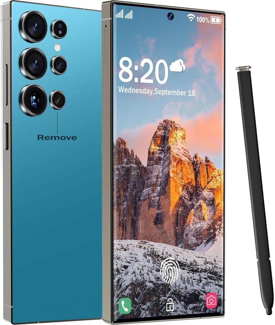 I25 Ultra Unlocked Cell Phone, 7000mAh Long Battery Life Smartphone,Built in Pen,6.8" HD Screen 12+512GB Unlocked Phones,5G/Dual SIM/Fingerprint Unlock/Face ID (Sky Blue2)