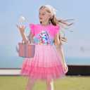 LQSZ Girls Tulle Dresses Princess Flutter Sleeve Tutu Dress for Toddler Girl 3-12 Years (Pink)