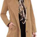 Womens Winter Suede Coat Stand Collar Single Breasted Overcoat with Pockets Mid Length Trench Coats, L