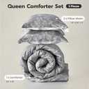 Joiedomi Queen Comforter Set Grey, 3 Pieces Floral Queen Bedding Set with 1 Soft Reversible Botanical Comforter and 2 Pillow Shams, Bed in a Bag for All Seasons