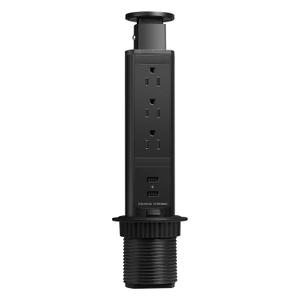 Pop Up Electrical Outlet for Countertop, Recessed Power Strip with 3 AC Outlet & 2 USB Ports,2.5" Hole Pull Pop Up Socket Hidden Outlets, Pop Out Power Outlet for Kitchen Counter Conference Desk