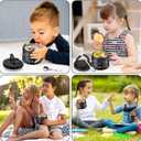 14oz Insulated Vacuum Food Jar with Buckle Lid, Soup Thermo for Hot Food Kids, Wide Mouth Leakproof Stainless Steel Lunch Container with Spoon-Black Game