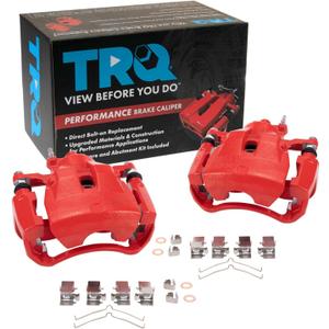 TRQ Front Brake Caliper Set Painted Red Brackets Compatible with 2012-2018 Toyota Avalon 2012-2017 Camry 2016-2018 Lexus ES350