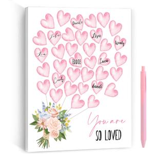 Wedding Party Decorations,Perfect Gift for Newlyweds, Themed Wall Decor with Balloons and Flowers, Romantic Gift for Couples, Ideal for Home Decoration and Wedding Guest Books