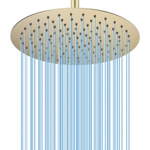 12 Inch Round Rainfall Shower Head, High Pressure Overhead Shower Heads, Wall Ceiling Mounted Ultra Thin Stainless Steel Shower Head, Brushed Gold