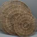 PEMAR Handwoven Wicker Wall Hanging Baskets Set of 3 Round Jute Wall Decor (22", 19", 15"), Southwestern Boho Scandinavian Farmhouse Room Decorative Accents
