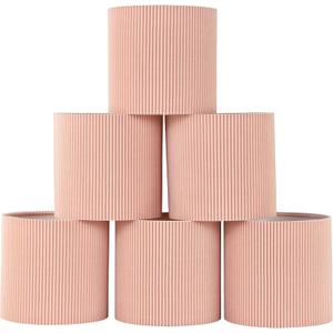LAMPWELL KETTE Clip-on Chandelier Fabric Lamp Shades,Set of 6,Small Drum,5.4"5.4"H5.2",TC fabric,Handmade,Modern Trendy Decorative,ONLY FOR CANDLE BULB,Pink