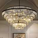 Wellmet Large Crystal Chandelier, 48 Black Farmhouse Chandelier, 9 Tier Luxury Crystal Pendant Light, for Living Room, Entryway, Dining Room, Hallway, Restaurant
