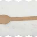 Newtay White Scallop Marble Board 12" x 5" Cutting Board with Rubber Feet, Scalloped Marble Tray Decorative Pastry Board for Kitchen Cake Bread Baking Cheese Display