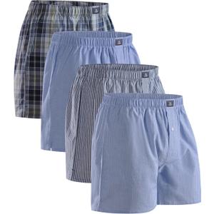 DANISH ENDURANCE Men's 100% Cotton Woven Boxers (4 &Pack) Loose Fit, Breathable & Lightweight Comfort (Blue, XL)
