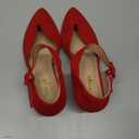 RIBONGZ Comfortable Kitten Heels for Women Pointed Closed Toe Ankle Strap Buckle Heels Slip on Low Heel Church Pumps Wedding Bridal Party Dressy Shoes (9.5, Red)