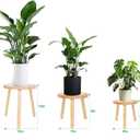 Amdermi 3-Pack Wood Plant Stands Indoor, Single Plant Stand for 6-12 Inch Pots, Mid-Century Modern Plant Stool, Tall Plant Stand for Large Plants for Living Room, Balcony, Office (Light Brown)