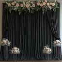 Black Backdrop Curtains for Wedding Parties, 10x10FT Wrinkle Free Photo Backdrop Curtains for Wedding Birthday Party Baby Shower, Fabric Drape with Rod Pockets 5ft x10ft, 2 Panels
