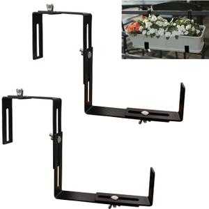 Adjustable and detachable Planter Box Brackets, flower pot bracket,hanging flower box bracket, window flower box bracket, suitable for fences, window sills, gardens, etc (Black,2 PCS)