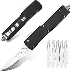 Utility Knife All-Metal Manual Box Cutter with Quick-Change Retractable Blade, Includes 10pcs #23 Stainless Steel Blades & Clip, Safe for DIY, Packaging, Office & Workshop Use