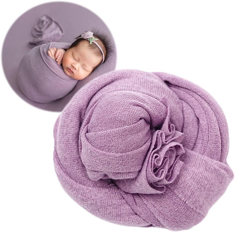 Zeroest Newborn Baby Photo Outfits Props Stretch Blanket Infant Boy Girl Photography Velvet Wraps for Baby Photo Shoot Newborn Photography Wraps (Purple)