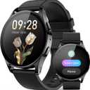 AI Smart Watch wtih GPT, 41mm 1.32" AMOLED, Answer/Make Calls, Activity Fitness Tracker for Android iPhone with AOD,150+ Sports, Calorie & Step Counter, Sleep Monitor, Women Men, 2 bands (Black)