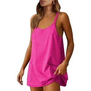 ANRABESS Women Athletic Dress Summer Tennis Workout Active Sports Mini Romper Dress Built in Shorts Travel Vacation Clothes, S