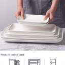 DELLING Large Serving Platter Set of 3, 16/14/12 Inch Porcelain Serving Trays for Party - White Ceramic Rectangular Platters for Entertaining, Appetizer Fruit Tray for Mother's Day Shower Dinner