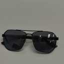 LUENX Aviator Sunglasses for Men Square Polarized Polygon Lens - UV 400 Protection with Accessories Driving Outdoor (Dark Grey Silver)