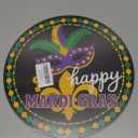 Happy Mardi Gras Door Decorations,Mardi Gras Door Hanger,Masquerade Decorations,Fleur De Lis Mask Beads Decor,New Orleans Brazi Carnival Wooden Wall Decor for Home Office Garden Party