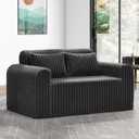 Hobestluk Couch Sofa 2-Seater Foam Sofa Loveseat for Small Spaces Comfy Sofas with Removable Cover Furry Couch with Pillows for Living Room, Bedroom, Apartment, Office (Black, Loveseat)